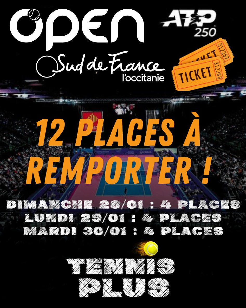 sebworldtennis's tweet photo. 🎁 JEU-CONCOURS 🎁
🎾 TU RÊVES D'ASSISTER À L'@OpenSuddeFrance ?
😄 Tennis Plus s'associe à l'ATP 250 de Montpellier pour te faire remporter 12 places !
👉 Pour jouer : RT ET FOLLOW @TennisPlus__ et @OpenSuddeFrance.
🎰 TAS le 19/01.
⚠️ Tague tes amis !
#tennis #Giveway https://t.co/Ca1GOrhgzz
