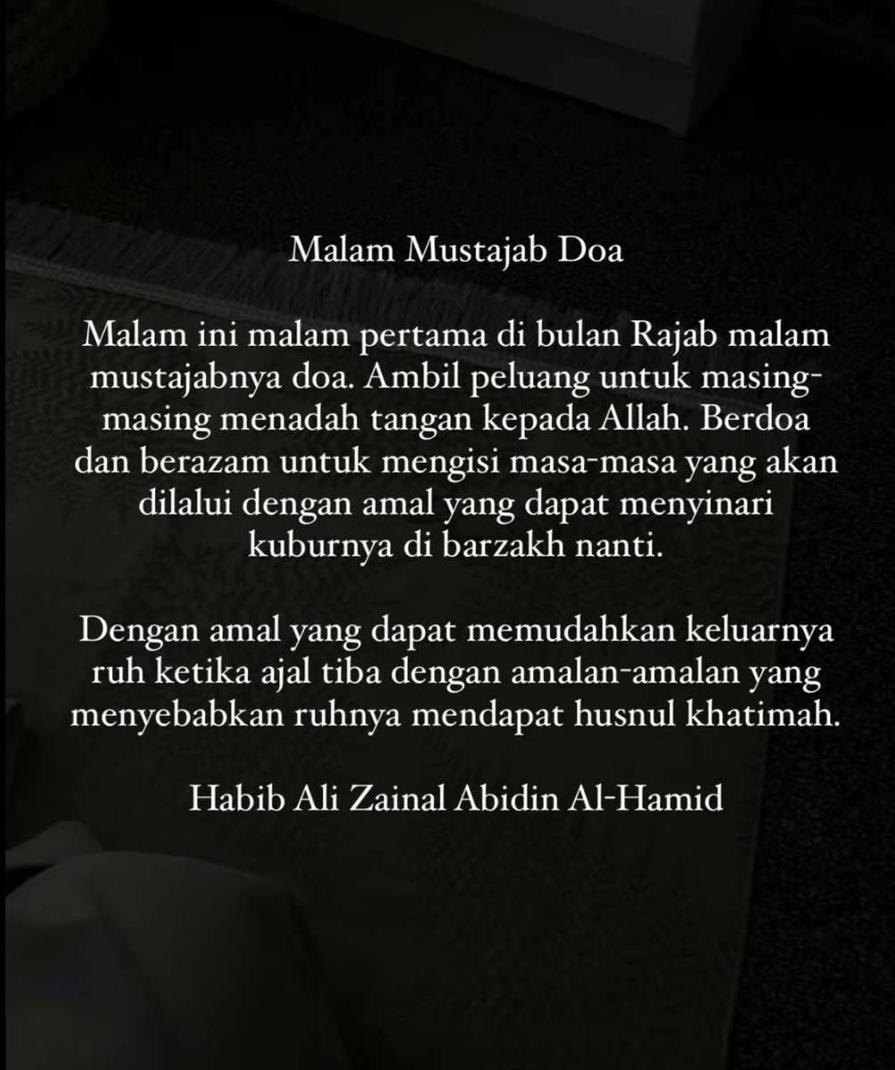 localrkyt's tweet photo. Malamnya pejuang hajat, 

hari Jumaat, dan malam ni adalah malam 1Rejab. Malam mustajabnya doa, maka perbanyakkan berdoa 🤲🏻 https://t.co/x5Hv3ivnFc