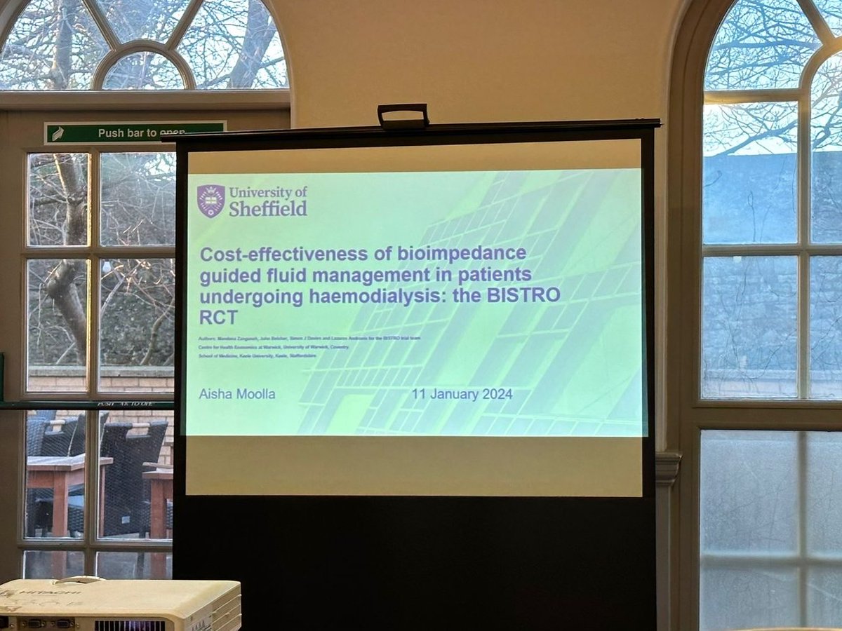 HealthEcon_WMS's tweet photo. Thank you for a wonderful discussion on the paper by @MandanaZanganeh and @l_andronis - "Cost-effectiveness of bioimpedance guided fluid management in patients undergoing haemodialysis: the BISTRO RCT" - at #ExeterHESG! 😁 https://t.co/Kagy3MHaCW