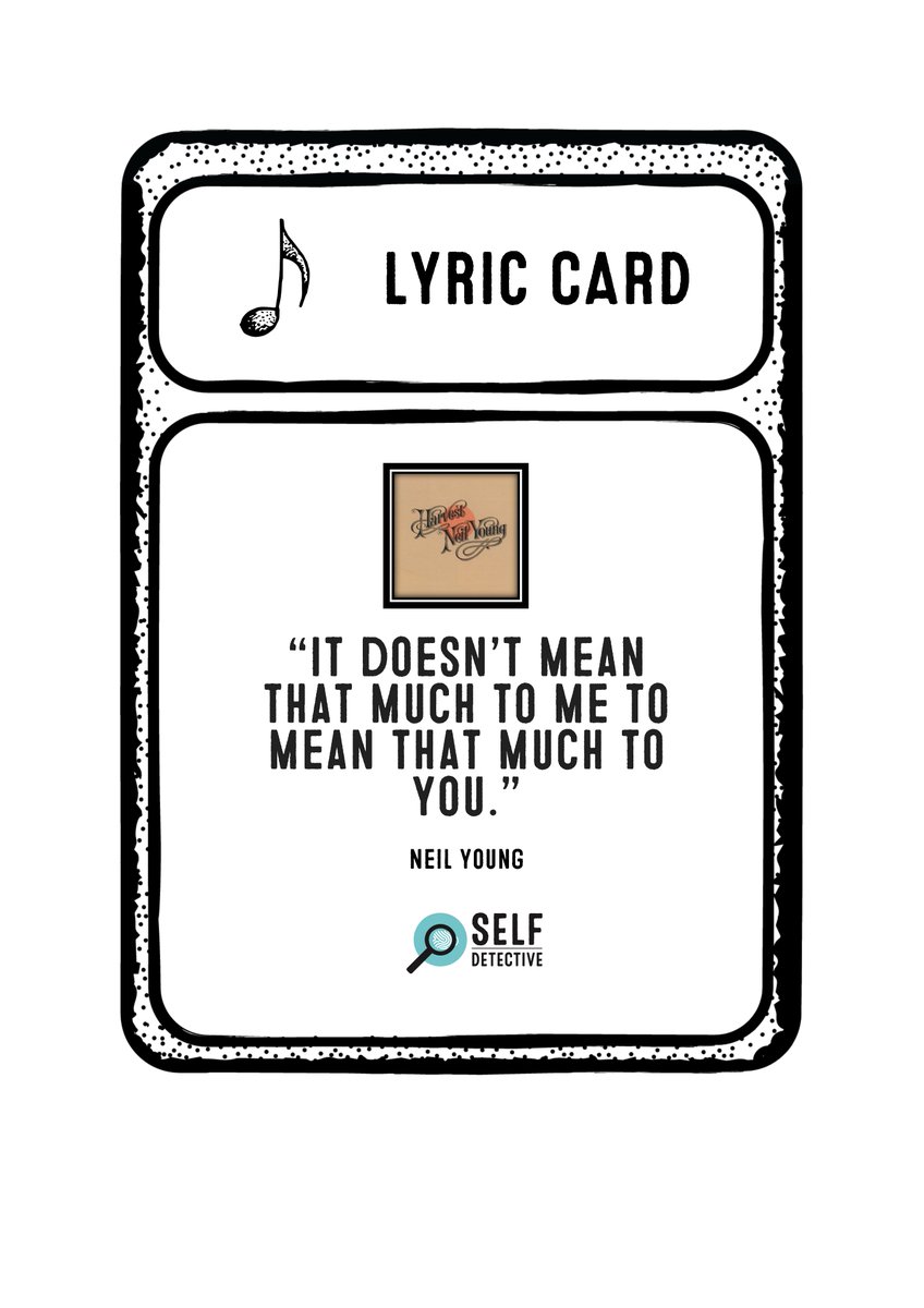 Do you have any lyrics that you incorporate as part of your identity? As part of your values and beliefs? As part of your ideological or emotional self?
#WellnessJourney #SelfDetective #selfdetectivecard #2024Adventure #personalgrowth #selfcare