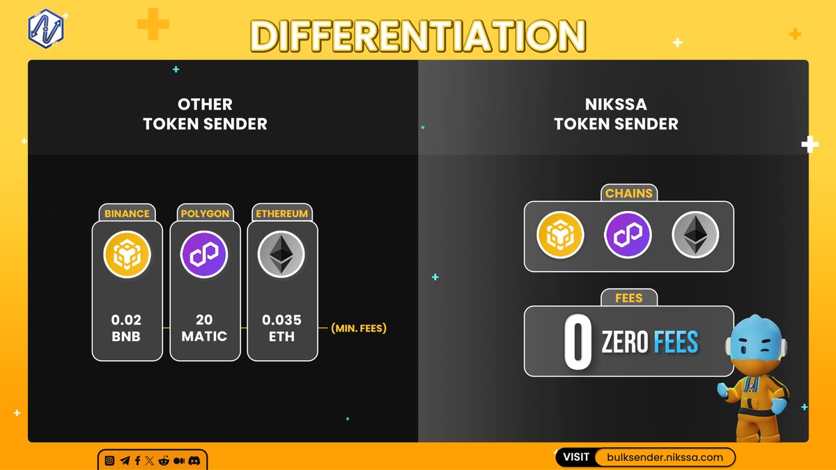 Nikssa_official's tweet image. Compare and conquer! While other platforms charge, Nikssa Bulksender leads the way with no platform fees, resulting in less gas fees and efficient transfers. 
bulksender.nikssa.com

#bulksender #nikssa $NKS #tokenbulksender #nikssabulksender