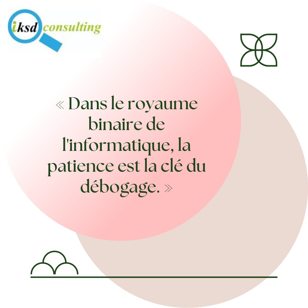 ConsultingIksd's tweet photo. 👩‍💻dans le domaine informatique, la patience est une qualité essentielle lors du processus de débogage.
#Informatique #IKSDConsulting #Services #Numériques https://t.co/JEFD13cDve