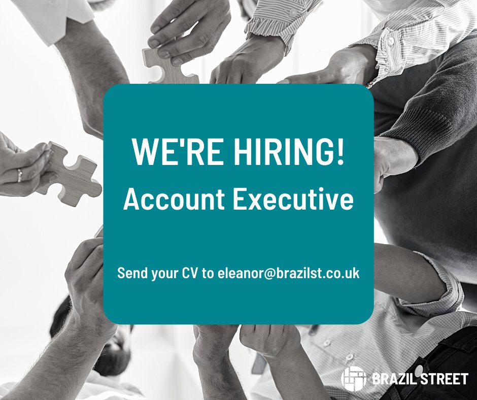 Our team is growing! We’re hiring for an ambitious, challenge-hungry Account Executive to start ASAP.

Head over to our LinkedIn to find out more, or forward your CV to Eleanor at eleanor@brazilst.co.uk