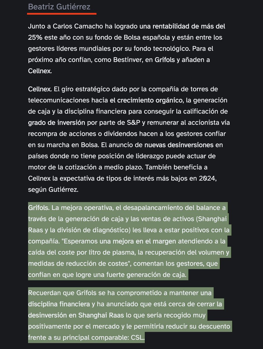 0xdegentaco's tweet photo. Buen ojo esta tal Beatriz Gutierrez escribiendo para @expansioncom sobre las bondades de Grifols y las optimistas previsiones de cara a 2024. 20 dias antes de  caer un 40%.

Como para fiarse de la guia de bolsa que sacan este finde 🤦🏻‍♂️ https://t.co/UIFjB6bGdv