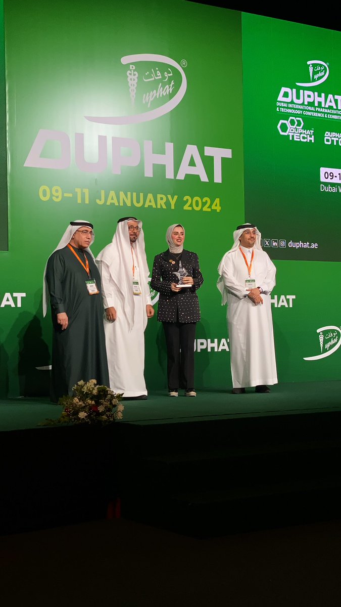 Ph_AlShatti's tweet photo. لله الفضل والمنة ✨
تمت مشاركتي في مؤتمر DUPHAT العالمي السنوي للصيادلة وتوفقت بحصولي على المركز السادس من أصل ٨٦ ملصق علمي على مستوى باحثين العالم المشاركين في المؤتمر 

The Sixth Best Professional Poster Presenter, DUPHAT Conference, Dubai 9-11/January/2024 💐 https://t.co/1PXvQ5vwJO