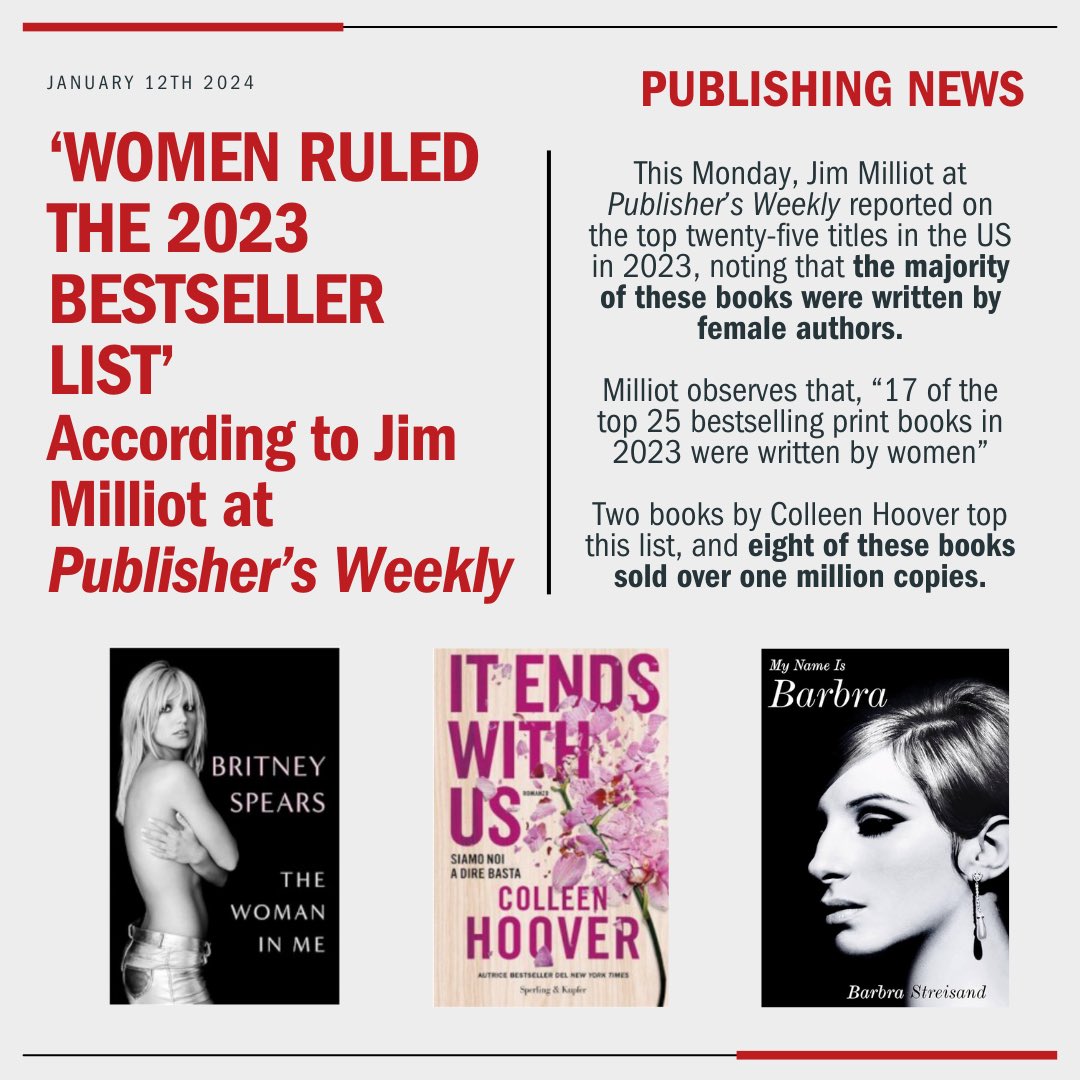 tanenbaumbooks's tweet photo. Books written by women topped the bestseller lists in 2023! https://t.co/6QCAWk4PeJ