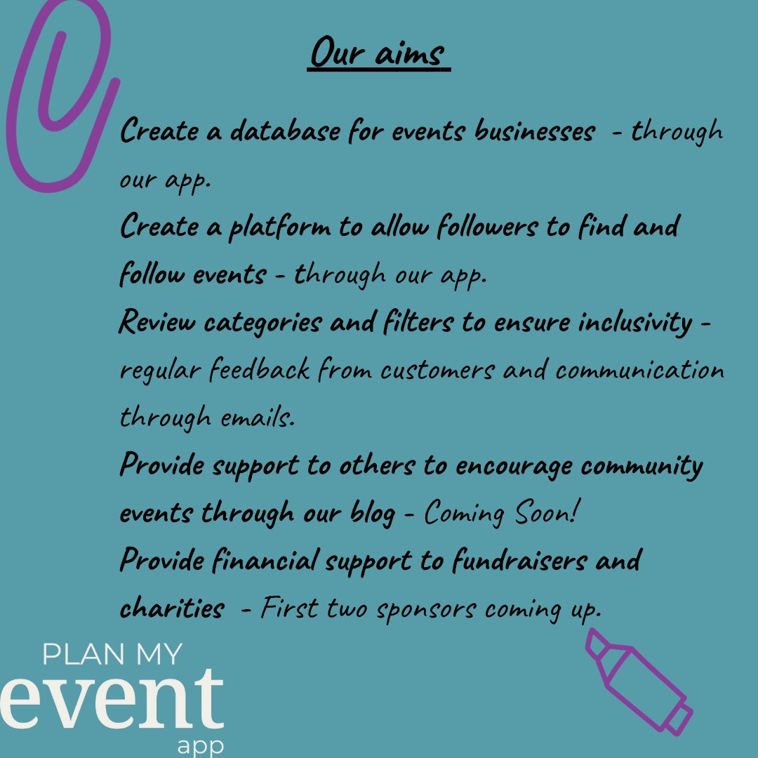 Is in a nutshell! #planmyeventapp #eventlisting #businessdirectory #ouraims