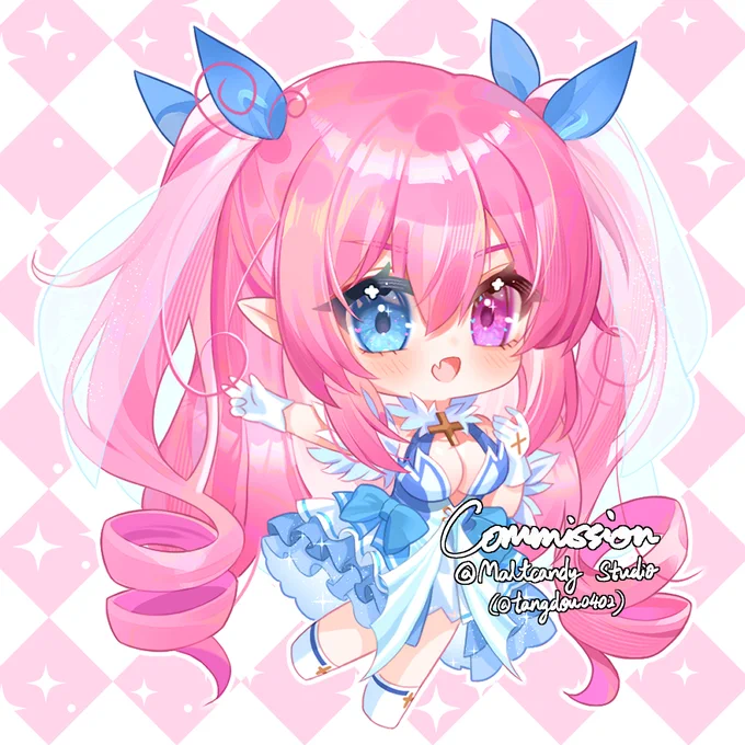 Happy New Year 2024! I have made a slightly changed on the style of hair coloring on the second one, but I still like my old style after saw the outcome...perhaps? Thank you very much to the client for giving me the opportunity to try new styles! #Commission #Chibi
