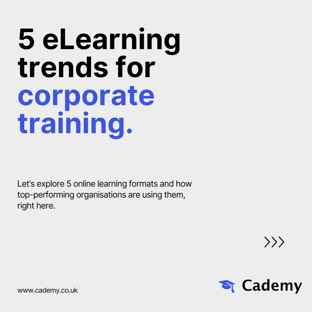 💡 Pro Tip: 5 eLearning trends for corporate training!
#EducationTips #TeachingTips #TrainingTips #BookingPlatform #CRM #LMS #EducationDirectory #Cademy