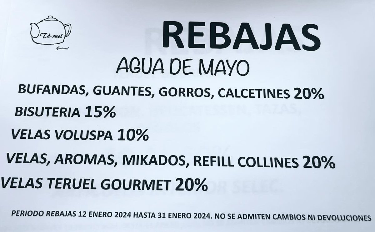 nusito7's tweet photo. Te adelantamos nuestras #rebajas de #teruelgourmet #nusito #aguademayo a partir de las 17h https://t.co/tP7GBzCS06