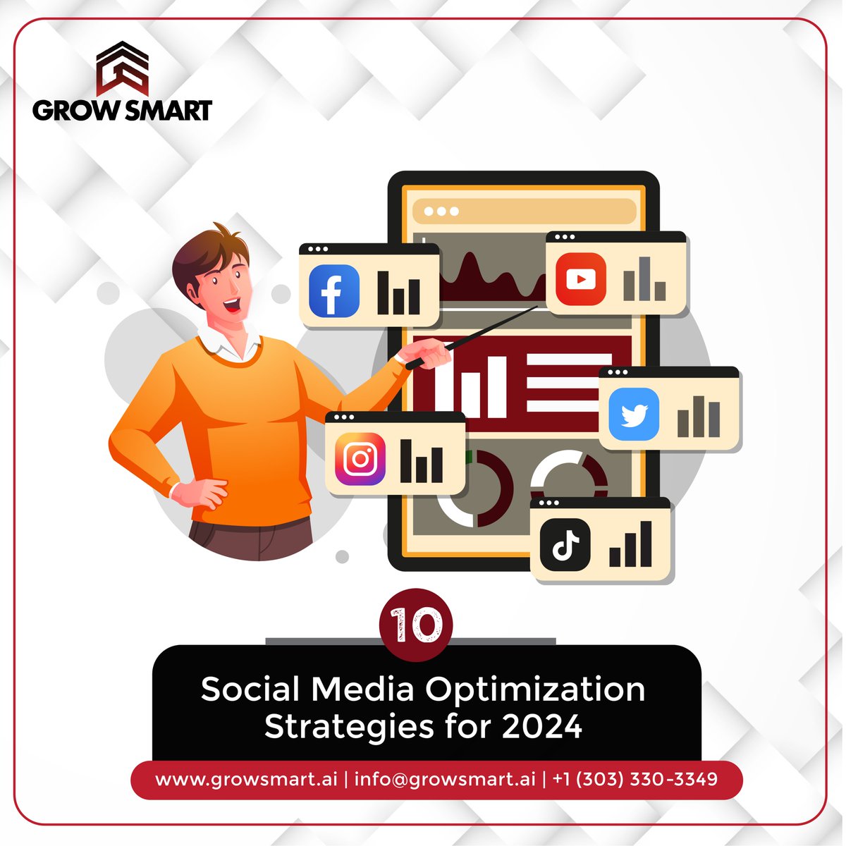 growsmart_ai's tweet photo. Revolutionize your social media game in 2024 with these 10 powerhouse strategies! Supercharge your online presence and stay on top of trends. Dive into the details here: https://t.co/JTMpWx2JBu

#SMM #digitalmarketing #socialmediaoptimization #socialmedia #socialmediamarketing https://t.co/fdrkO91hkv