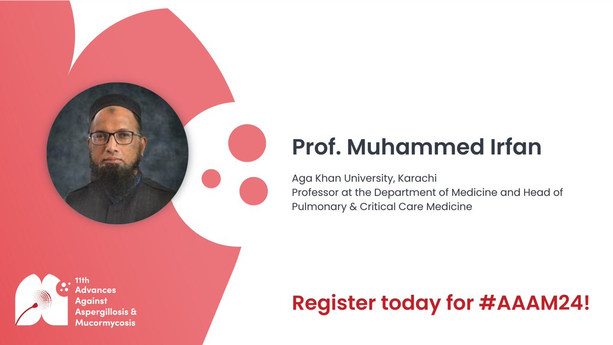 Is chronic pulmonary aspergillosis a minor chest problem or can it be lethal? 🫁

Prof. Muhammed Irfan is bringing global insights to #AAAM24! 

Register today 👉 aaam2024.org/registration/ #MedicalMycology #HealthcareConference #FungalInfection