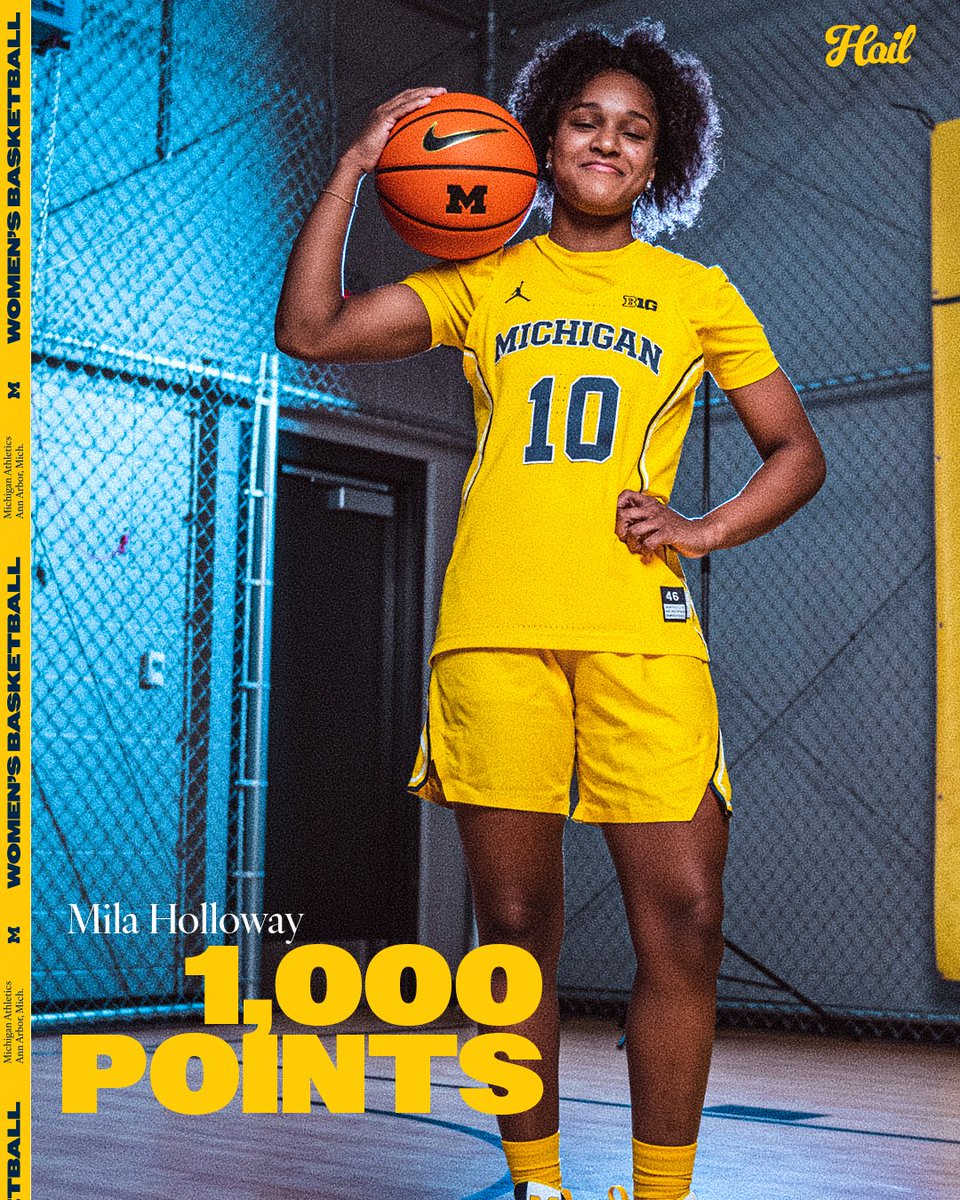 Michigan Women’s Basketball (@umichwbball) on Twitter photo That's 1K for <a href="/MilaHolloway9/">Mila Holloway</a>!
A big congrats to Mila for scoring her 1,000th career point last night!
#GoBlue That's 1K for <a href="/MilaHolloway9/">Mila Holloway</a>!
A big congrats to Mila for scoring her 1,000th career point last night!
#GoBlue