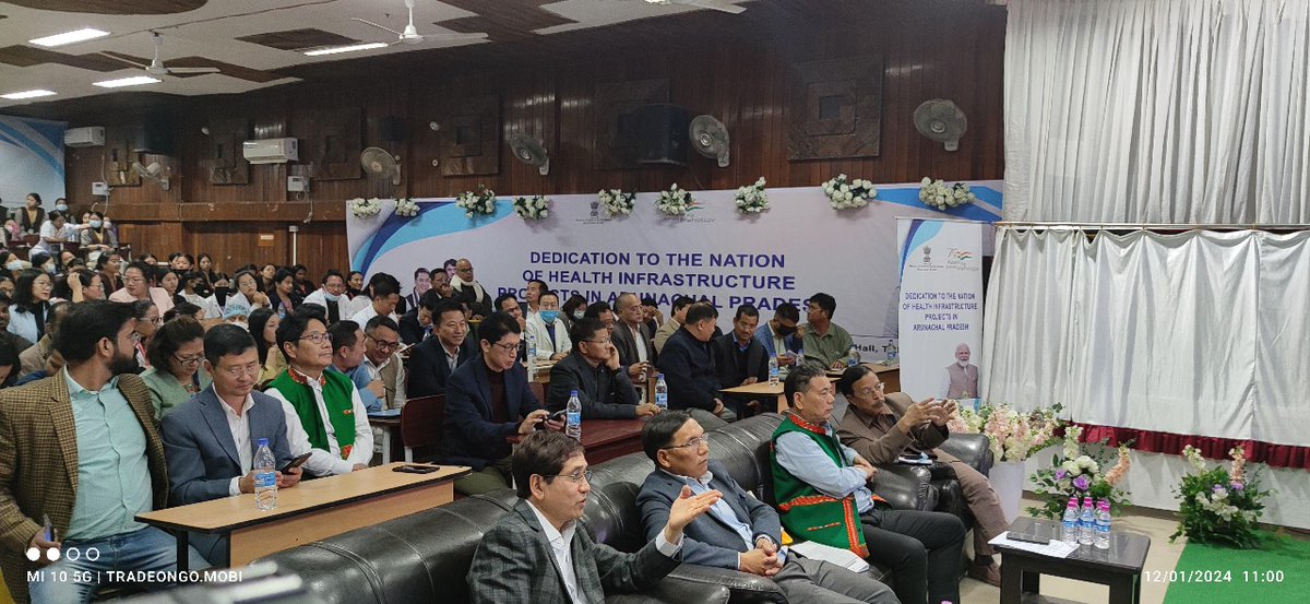 Inauguration & Foundation stone laying ceremony of various Health Care Infrastructure projects in North - East Region done virtually today by Union Health Minister @mansukhmandviya in presence of @libang_alo Minister of Health & FW Arunachal Pradesh at Trihms Naharlugan.