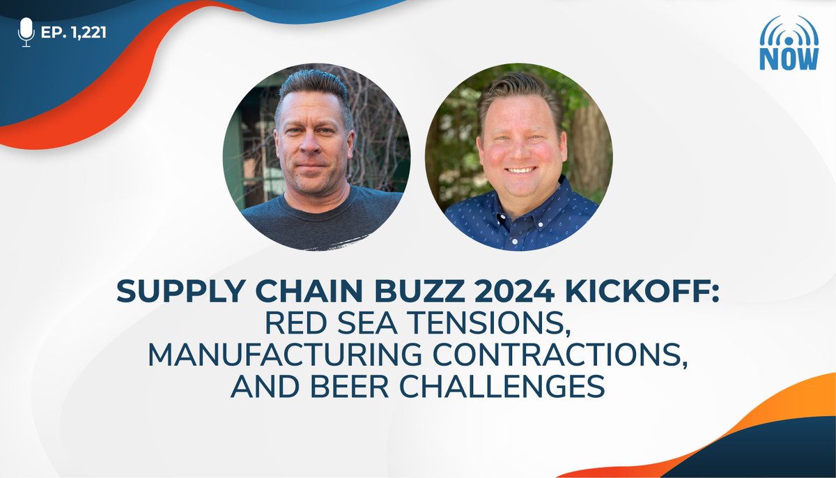 _supplychainnow's tweet photo. π Join hosts @ScottWLuton & @gregoryswhite in the first #SupplyChainBuzz replay of 2024! ποΈ Discover the latest updates on the Red Sea, manufacturing growth, #startuppredictions, and more. Tune in for valuable insights into #businesstrends.Β
π§: https://t.co/4rEIws7zwL https://t.co/754swzG5xr