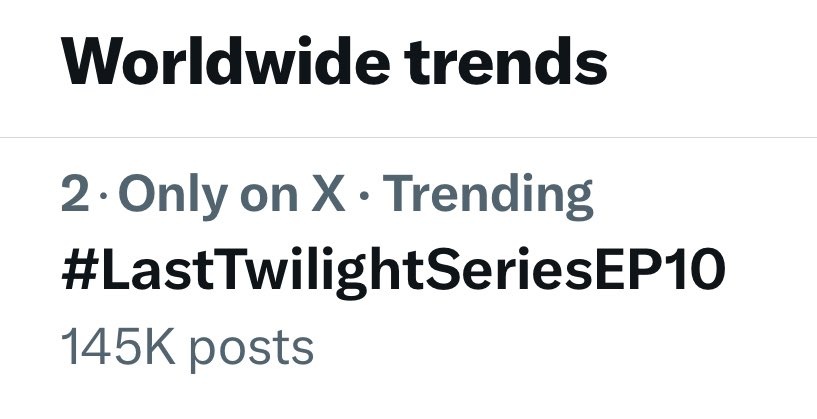 seatrends's tweet photo. 📈 Current Trending at #2 Worldwide🌏

We've made it through worldwide now! Thank you for such an incredible support and enthusiasm all along🥳

Have a great night with EP.10 and don't forget our boom hashtag time tomorrow at 8 AM🇹🇭

@LastTwilightTH @GMMTV
#LastTwilightSeriesEP10 https://t.co/za6cDrukZG