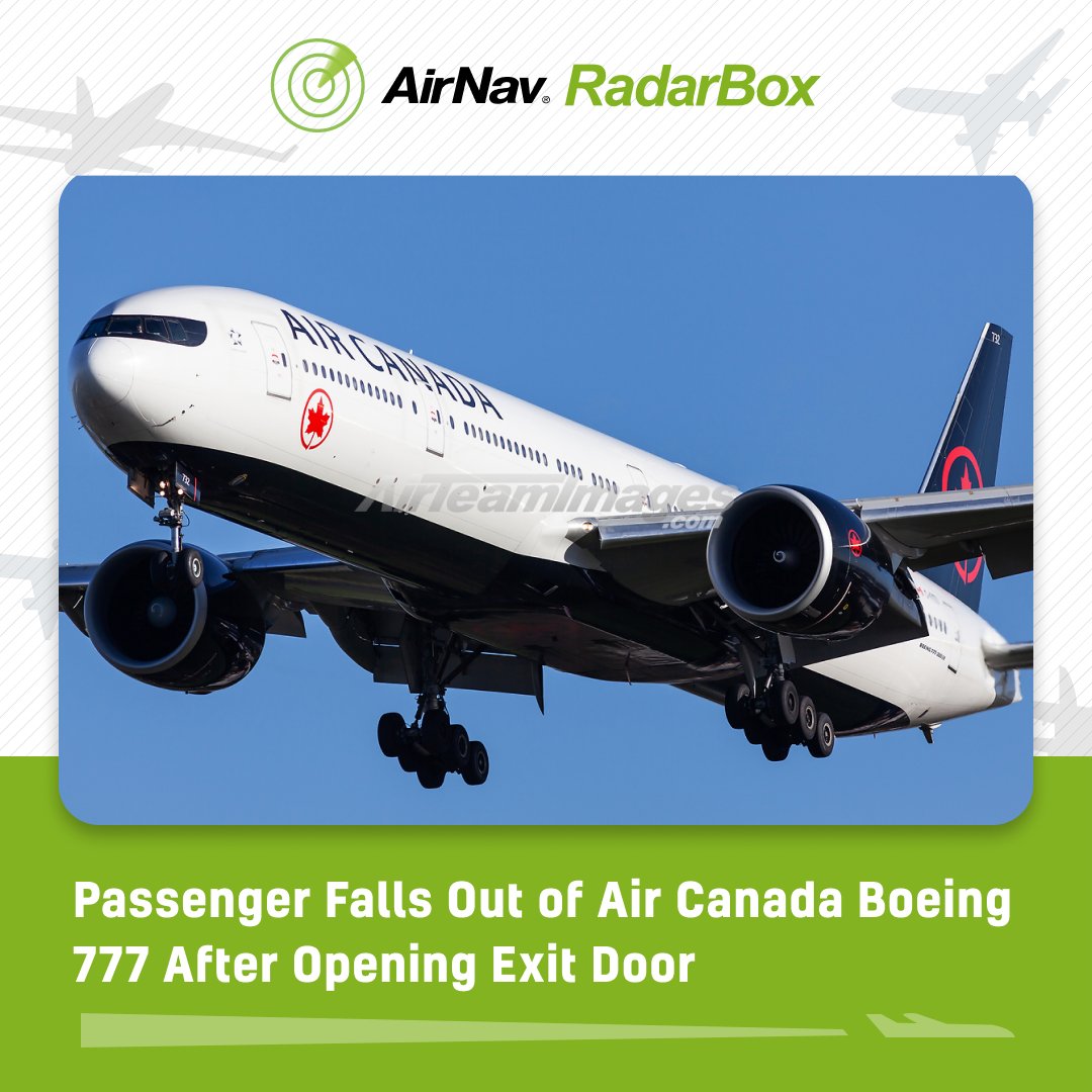 AirNavRadar's tweet photo. 📰 This week: A passenger onboard Air Canada flight #AC56 from Toronto to Dubai opened a cabin door and fell to the tarmac before takeoff on Monday evening. ✈️

Read more at https://t.co/Xpy0pG2dAL 🔗 https://t.co/6tpS6J8jXV