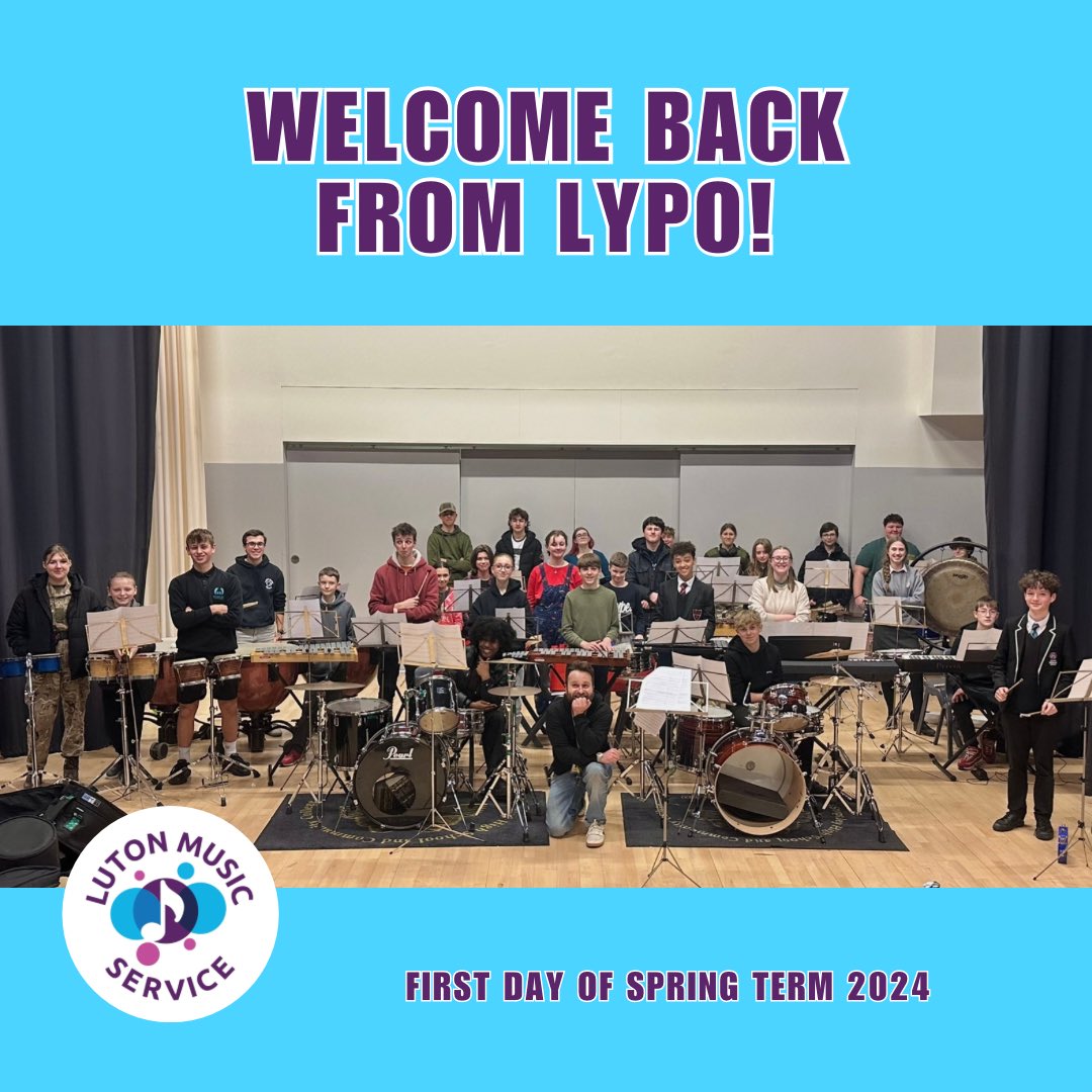 After a successful first week back at evening and Saturday music groups, Luton Youth Percussion Orchestra (one of our Wednesday evening ensembles) wanted to say a big “welcome back!”. We look forward to seeing you all at rehearsals this spring term 🌼