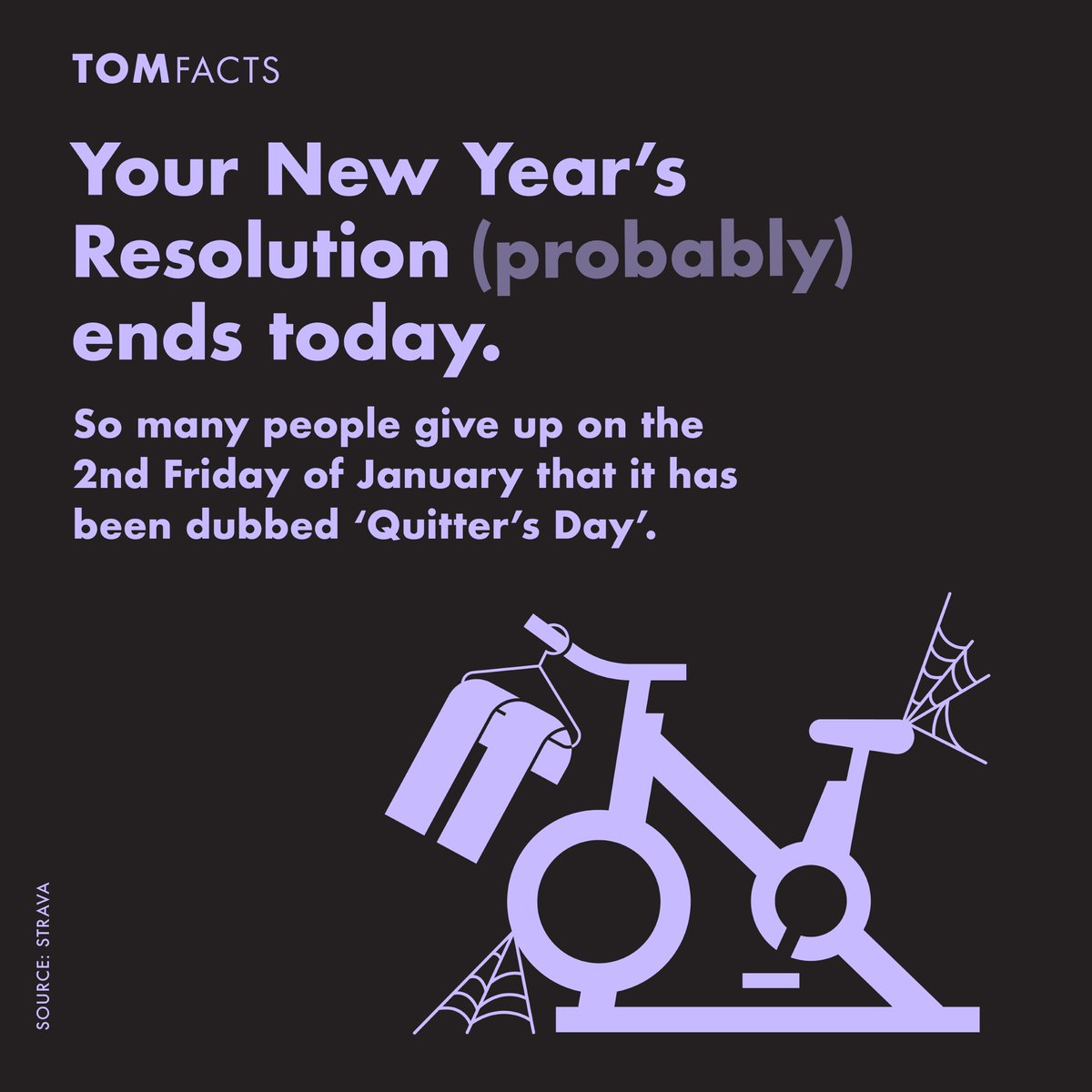 TheTOMAgency's tweet photo. Anyone else up for a beer and a cheeseburger? According to Strava, the second Friday in January is when people are most likely to give up on their New Year’s Resolution. 1/2 #quittersday #dryjanuary #newyearsresolution2024 https://t.co/aIcI5JXP0T