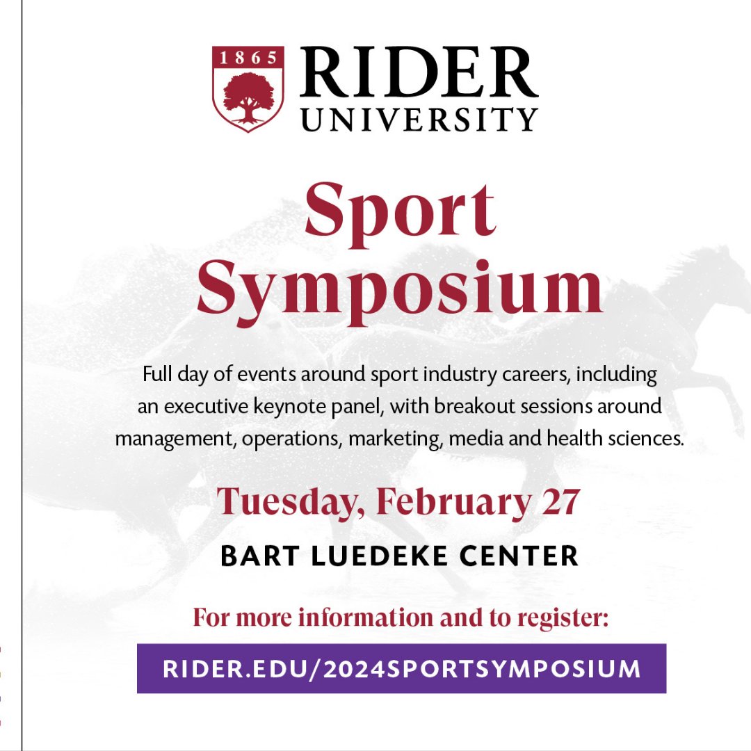 Hi Broncs! Interested in working in sports? Come check out our sports symposium on February 24. Learn about the many different functions from Rider Alumni that work for the NBA, NHL, and much more in their different responsibilities in the business of sports!

Sign up today!