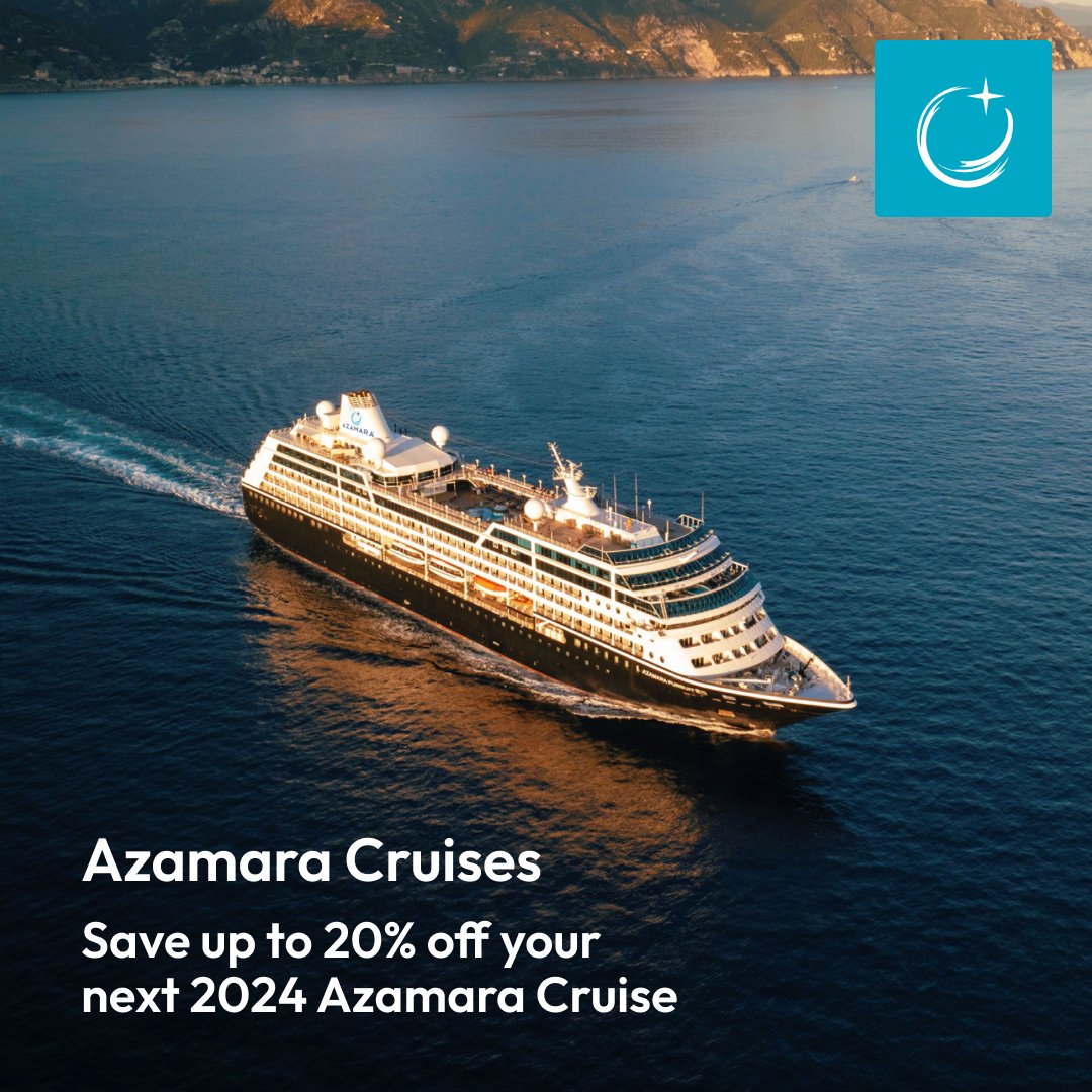 mykindofcruise's tweet photo. 🚢✨ Elevate your 2024 adventure with Azamara Cruises! Save up to 20% on your next cruise and embark on a journey of luxury and exploration. Book now to secure exclusive savings and make your voyage unforgettable. ⚓💙 #AzamaraCruises #CruiseDeal 🌐💸 *limited time deal https://t.co/cYALK6ZdSu