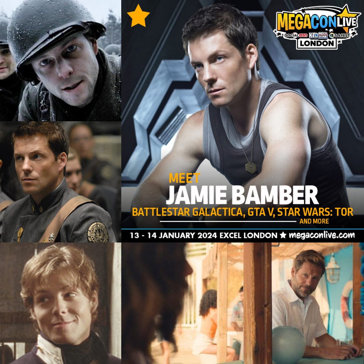 Jamie Bamber Daily (@jamiebamberfans) on Twitter photo In case you missed the news - <a href="/ImJamieBamber/">Jamie Bamber</a> will be at <a href="/megaconlive/">MegaCon LIVE</a> at the Excel London tomorrow & Sunday! 💙 If you are heading there, be sure to go & say hi! 👋🏻 💙 In case you missed the news - <a href="/ImJamieBamber/">Jamie Bamber</a> will be at <a href="/megaconlive/">MegaCon LIVE</a> at the Excel London tomorrow & Sunday! 💙 If you are heading there, be sure to go & say hi! 👋🏻 💙