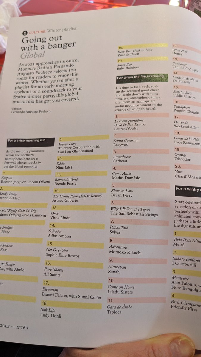 itwasrasmussen's tweet photo. @MonocleMag  on pages like this in future issues, consider adding QR codes that link to Spotify playlists https://t.co/QjGG3RwTrV
