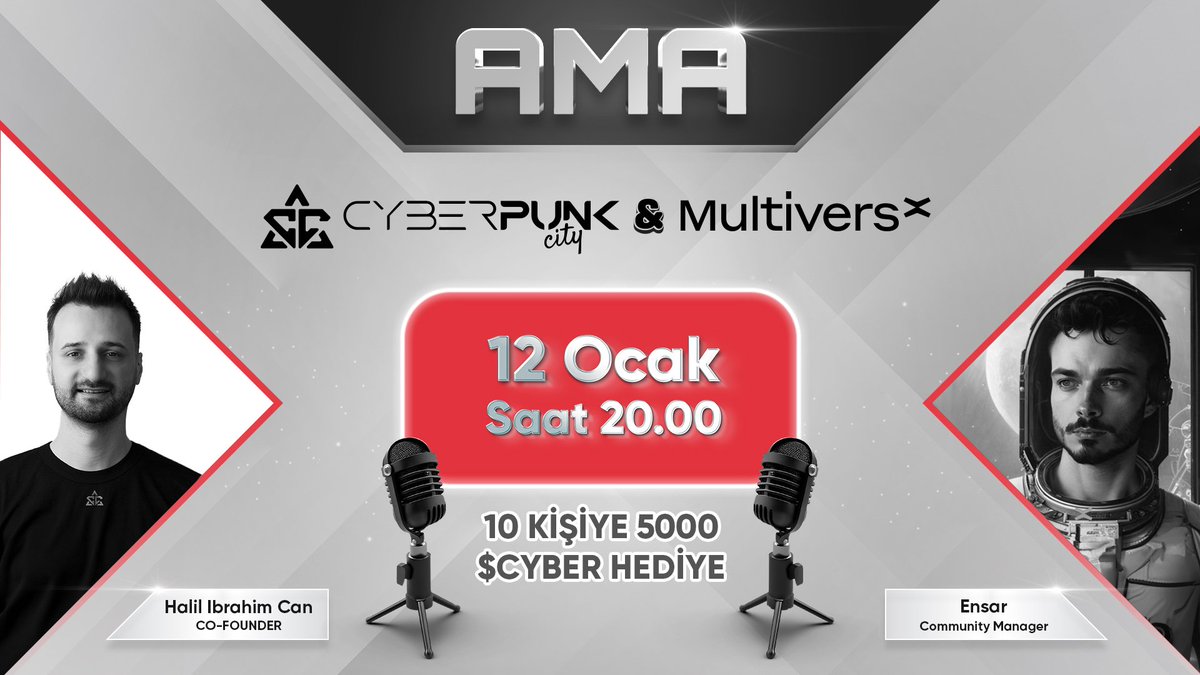 ElrondTurkiye's tweet photo. 📣 Ödüllü AMA ve #Giveaway Duyurusu

🌆 @CyberpunkCity ile gerçekleştireceğimiz AMA etkinliğine davetlisiniz!

📅 20 Ocak Cumartesi, saat 20.00'de #MultiversX Türkiye Telegram grubunda bol ödüllü ve özel konuklu AMA etkinliği gerçekleştirilecek!

 İşte detaylar 🧵 https://t.co/9mM1pGPLfC