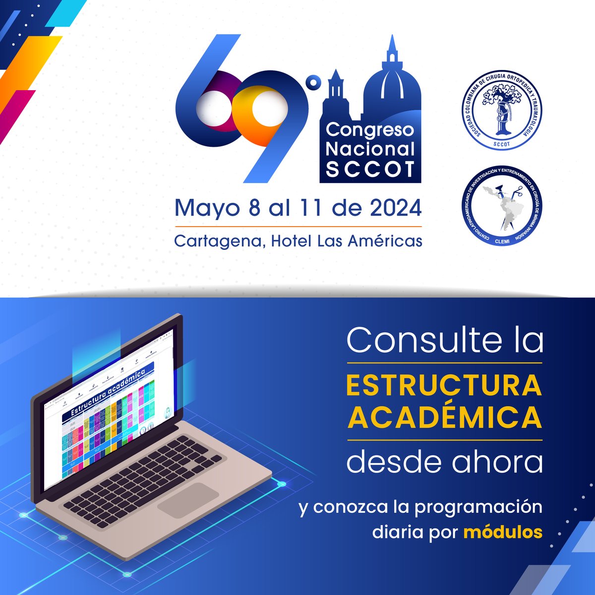 SCCOTCOLOMBIA's tweet photo. ¡Estructura académica esta disponible! 📚

Temas de alto nivel, participación de ➕ de 12 países, simposios, eventos deportivos y mucho más en el 6️⃣9️⃣Congreso Nacional SCCOT 🏃🏻 

Recuerde realizar su inscripción aquí 👉🏻: https://t.co/SgQSmFtO0z https://t.co/zhhY8d5K5F