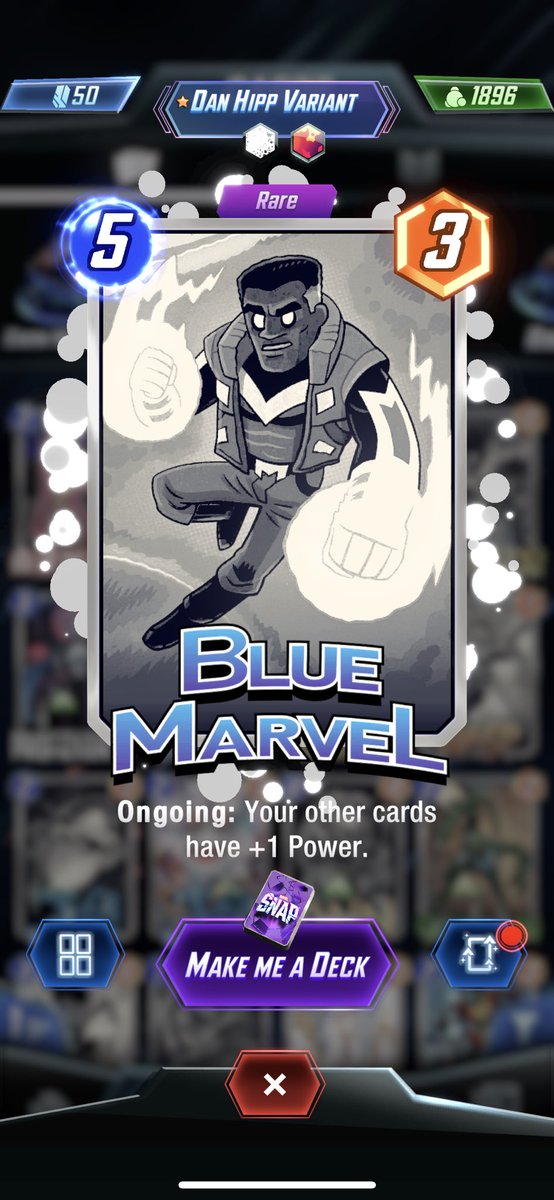 The <a href="/MARVELSNAP/">MARVEL SNAP</a> gods were generous today, giving me my 30th inked  <a href="/MISTERHIPP/">Dan Hipp</a> variant. Ant-Man joins Blue Marvel as the second perfect split