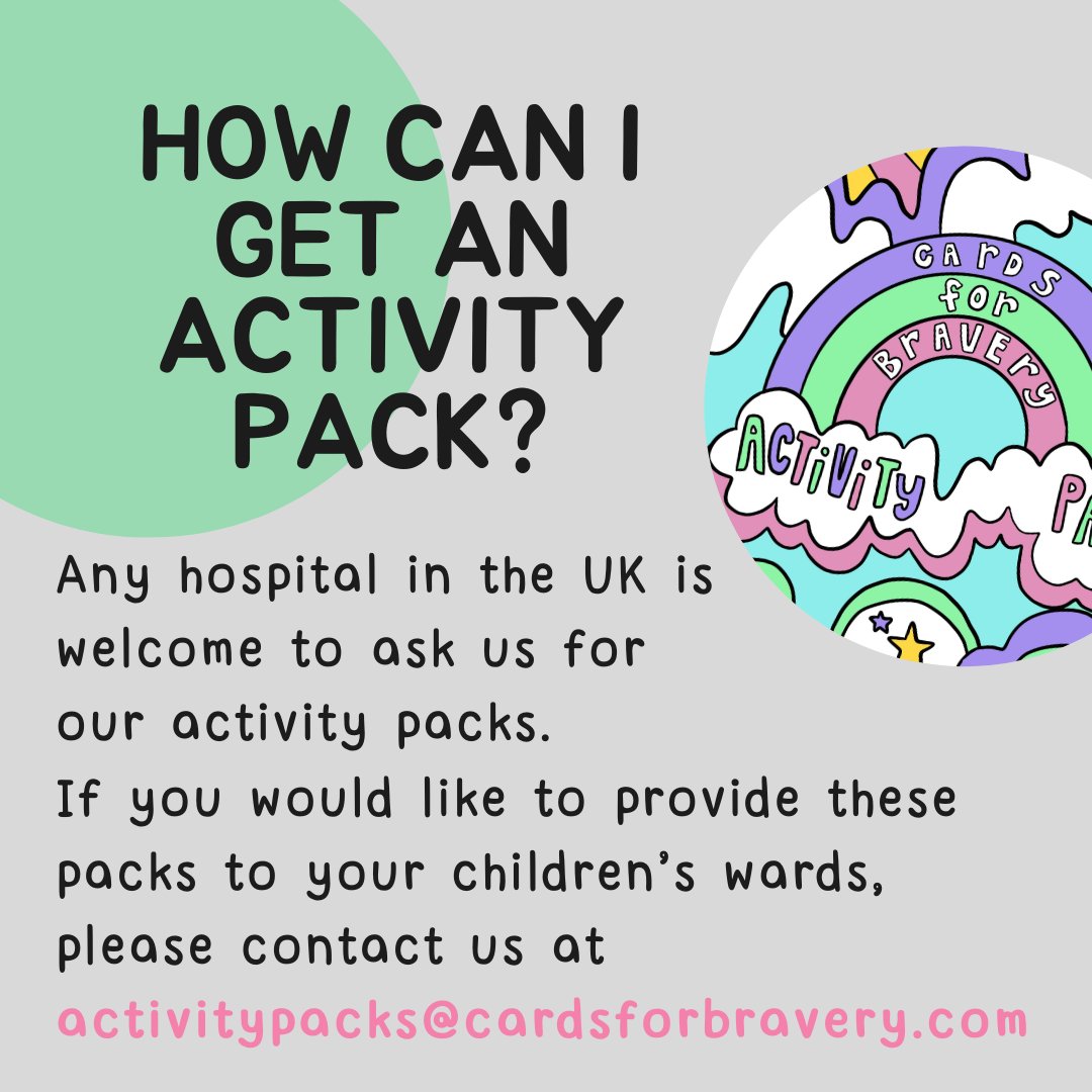 cardsforbravery's tweet photo. We're thrilled to offer Activity Packs to UK hospitals for children during long stays. Packed with fun – word searches, crosswords, colouring, journaling & more. Hospitals, reach out to get these joy-bringers at activitypacks@cardsforbravery.com
#ChildCare #ActivityPacks 🧩🖍️✨ https://t.co/Pc9BVflKQn