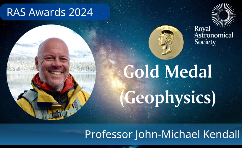 RoyalAstroSoc's tweet photo. Professor Kendall of @UniofOxford said he was “thrilled” to win the RAS Gold Medal.
@J_M_Kendall is the 2024 Gold Medal winner for #Geophysics.
#RASawards #RAS200 https://t.co/d8luBzQkI8