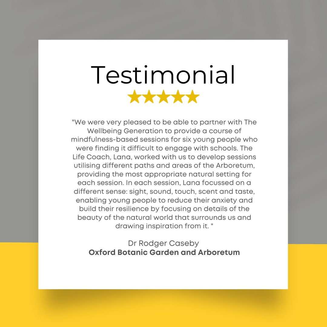 Some fantastic feedback from Dr Roger Caseby, the Wellbeing Outreach Officer at Harcourt Arboretum about our wellness sessions!

Looking for wellness support sessions for a youth organisation or social project? Come chat to us and find out more through the link in our bio!