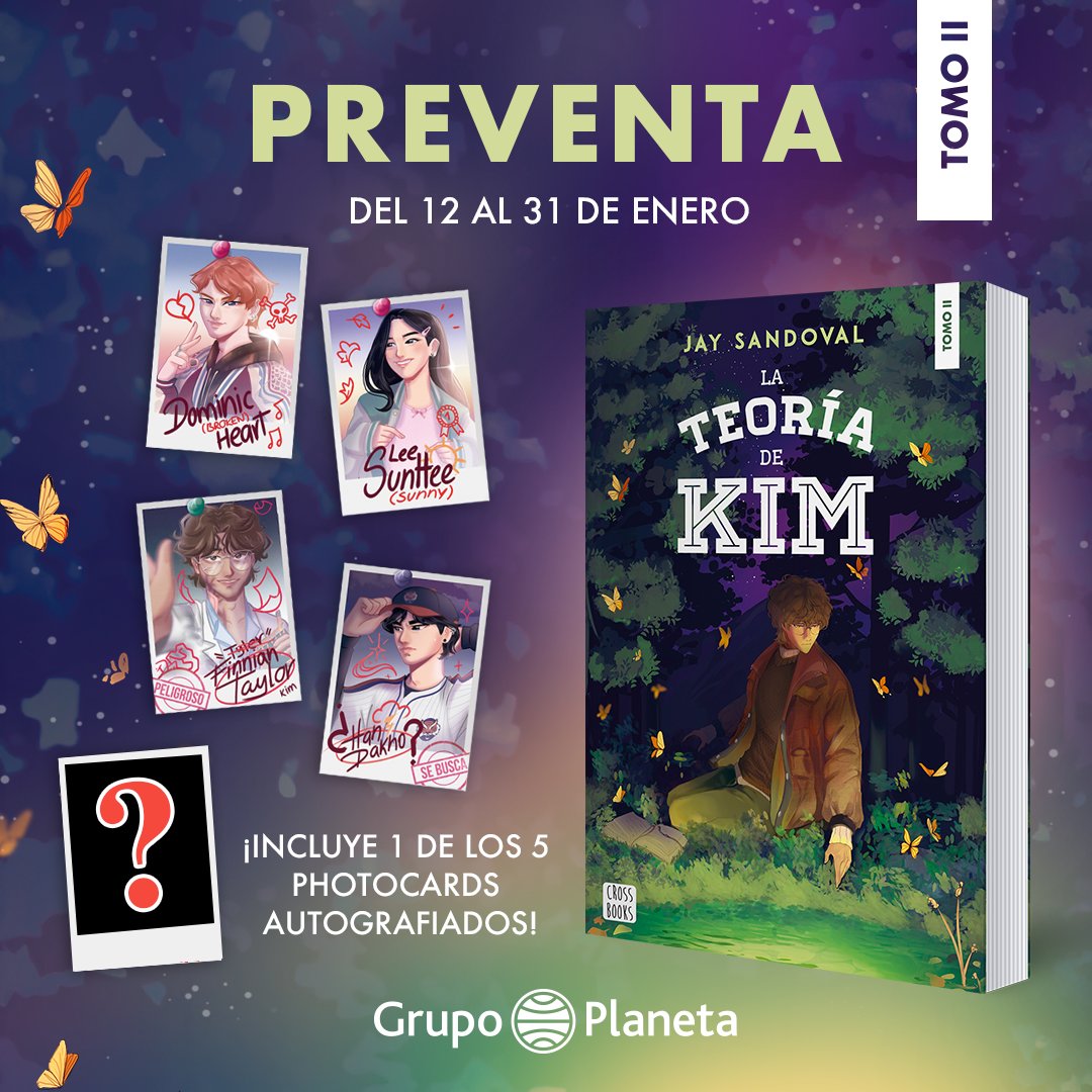 PlanetaLibrosPE's tweet image. 📗 Ya empezó la PREVENTA – La teoría de Kim – Tomo II

🔥 ¡Adquiere tu preventa en tu librería favorita desde hoy, 12 de enero, hasta el 31 de enero y recibe tu ejemplar de “La teoría de Kim II” y un photocard de los personajes de la novela, autografiado por Jay Sandoval!