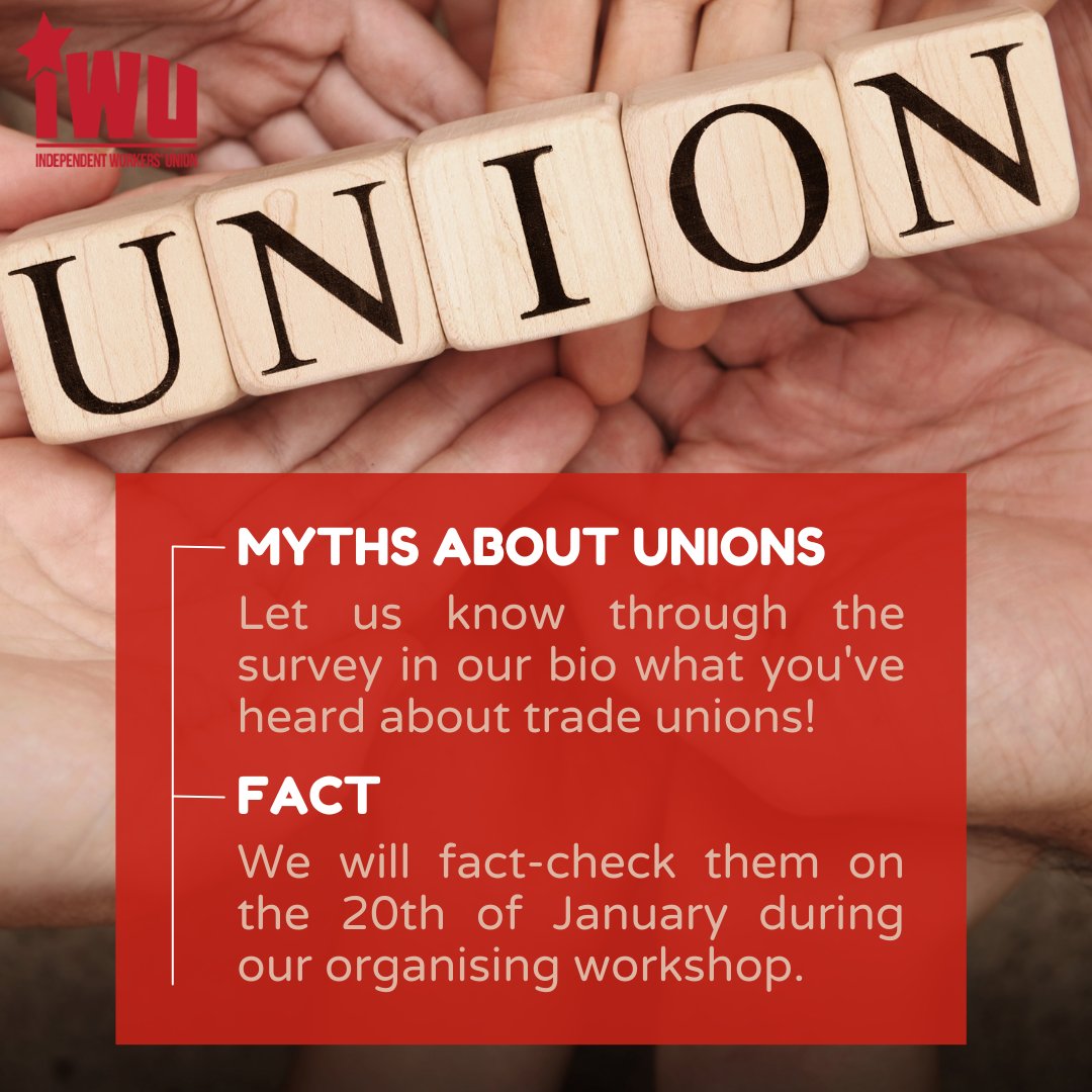 🗳️ TRADE UNION MYTHS SURVEY 🧰 💭 What myths have you heard about trade unions? Let us know through the survey in our bio. 🤝 We will discuss them together during our organising workshop in Dublin on the 20th of January.