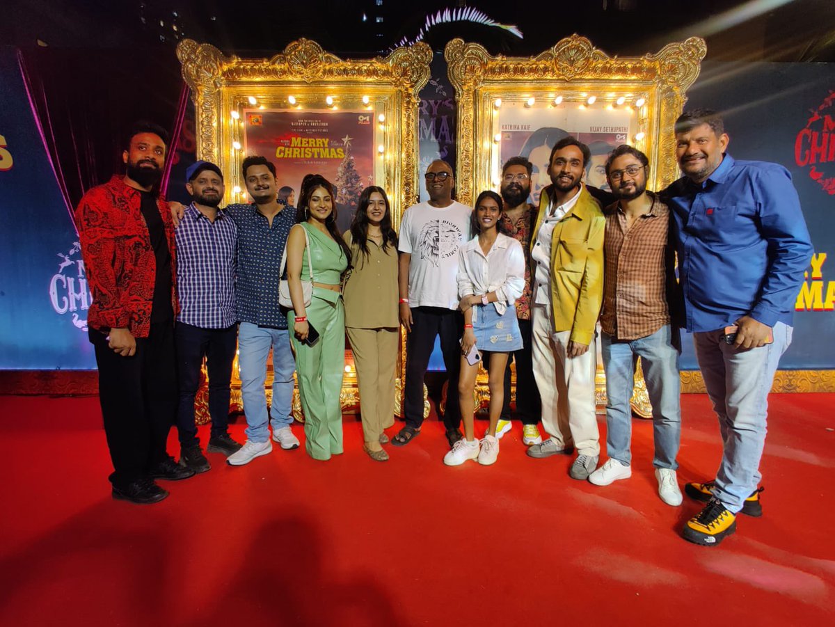 ‘Merry Christmas’ 
At the premier last night with an awesome after party.
The film score team with @BodduDaniel 🤗
had a blast…..😊
#gratitude #humbled 
#merrychristmasthemovie #filmscore 
@KatrinaKaifFB  @VijaySethuOffl #SriramRaghavan @poojaladhasurti