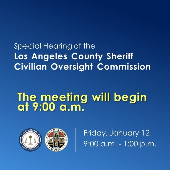 The Special Hearing on Deputy Gangs will begin at 9:00am today at Loyola Law School in L.A. If you're joining virtually, log in to Webex at bit.ly/3H14rWa Or, call 213-306-3065 & enter 2536 477 8171