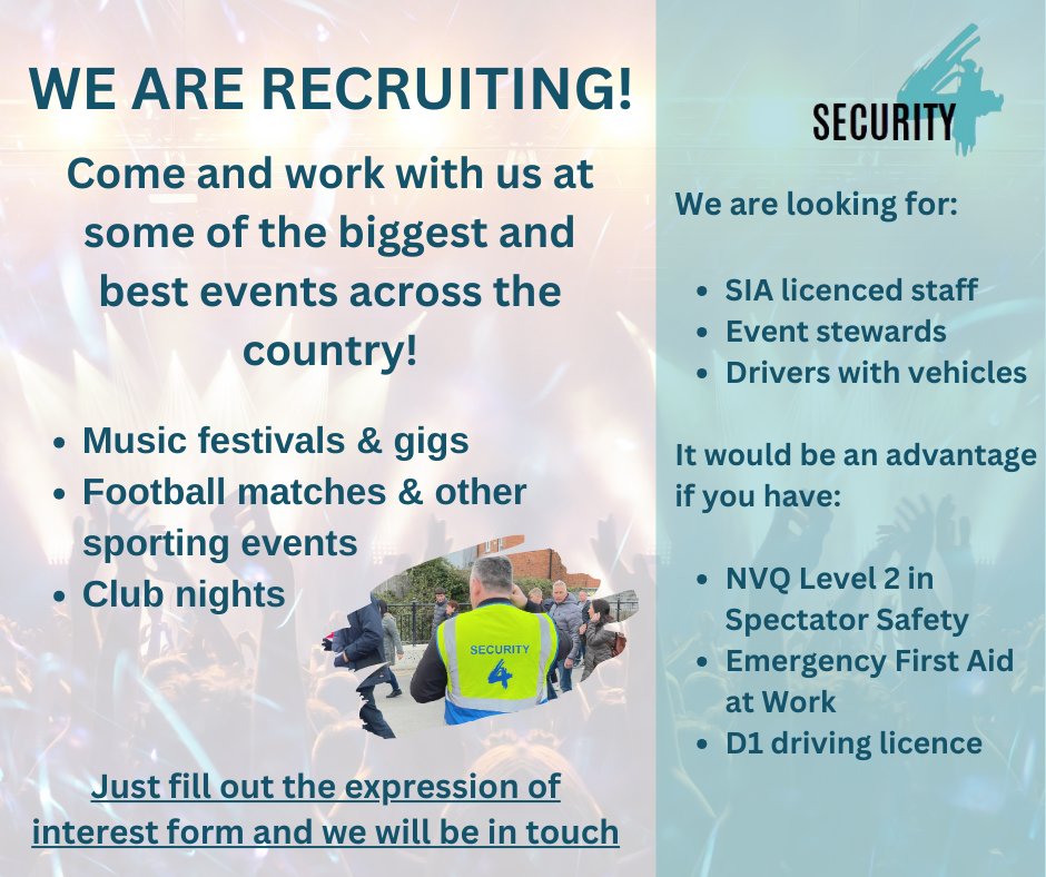 We're looking for new team members! If you have experience and live in Lincoln join us now - fill out the form to get in touch: buff.ly/3TYUBMj  #hiring #jobopportunity #lincolnjobs #securityjobs