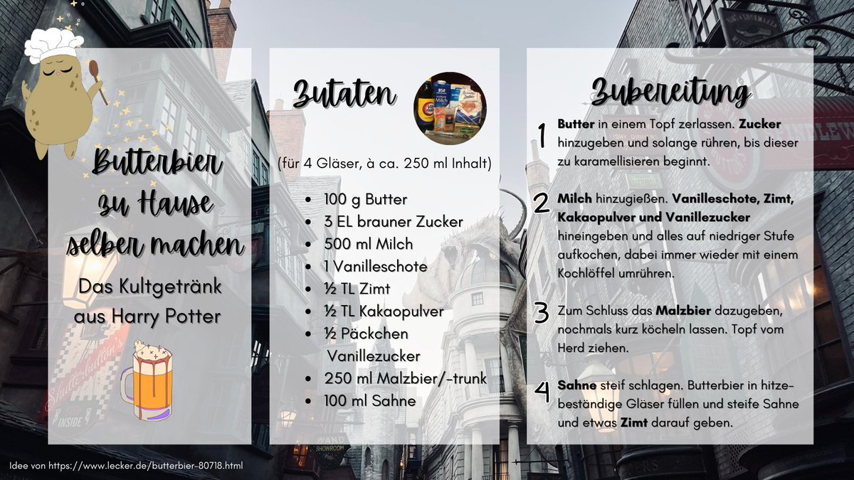cozy_potatoes's tweet image. Welcher #HarryPotter-Fan wollte nicht schon immer mal #Butterbier trinken?🍻

Mit unserem #Rezept geht das ganz schnell und kinderleicht - wie von Zauberhand! 🪄
Videoanleitung auf IG👉instagram.com/p/C2AYj76N946/

#cozypotatoes #getränke #rezeptideen #einfacherezepte #schnellerezepte