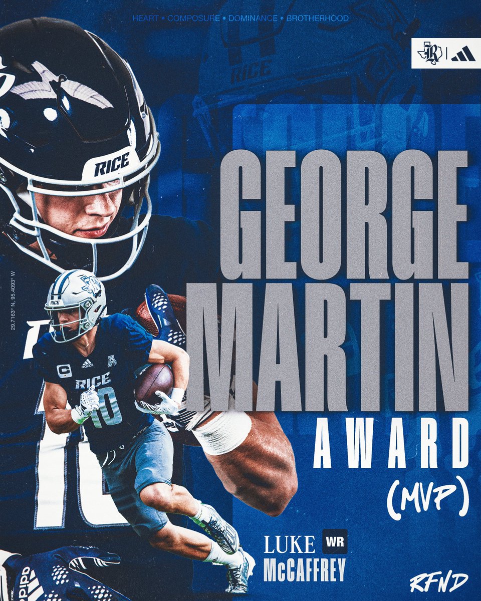 George Martin Award, presented annually since 1925 to the Owls' Most Valuable Player... @mccaffrey_luke #GoOwls👐 x #RFND