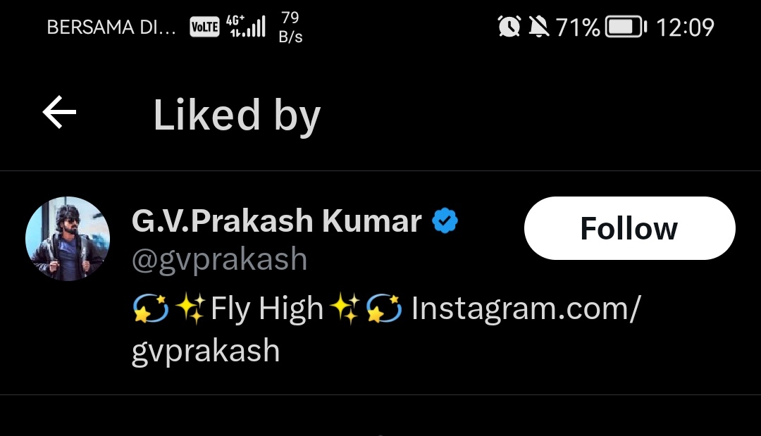 Thanks for the like, <a href="/gvprakash/">G.V.Prakash Kumar</a> sir. Im a fan of your masterpiece from Malaysia. 😊 #CaptainMiller