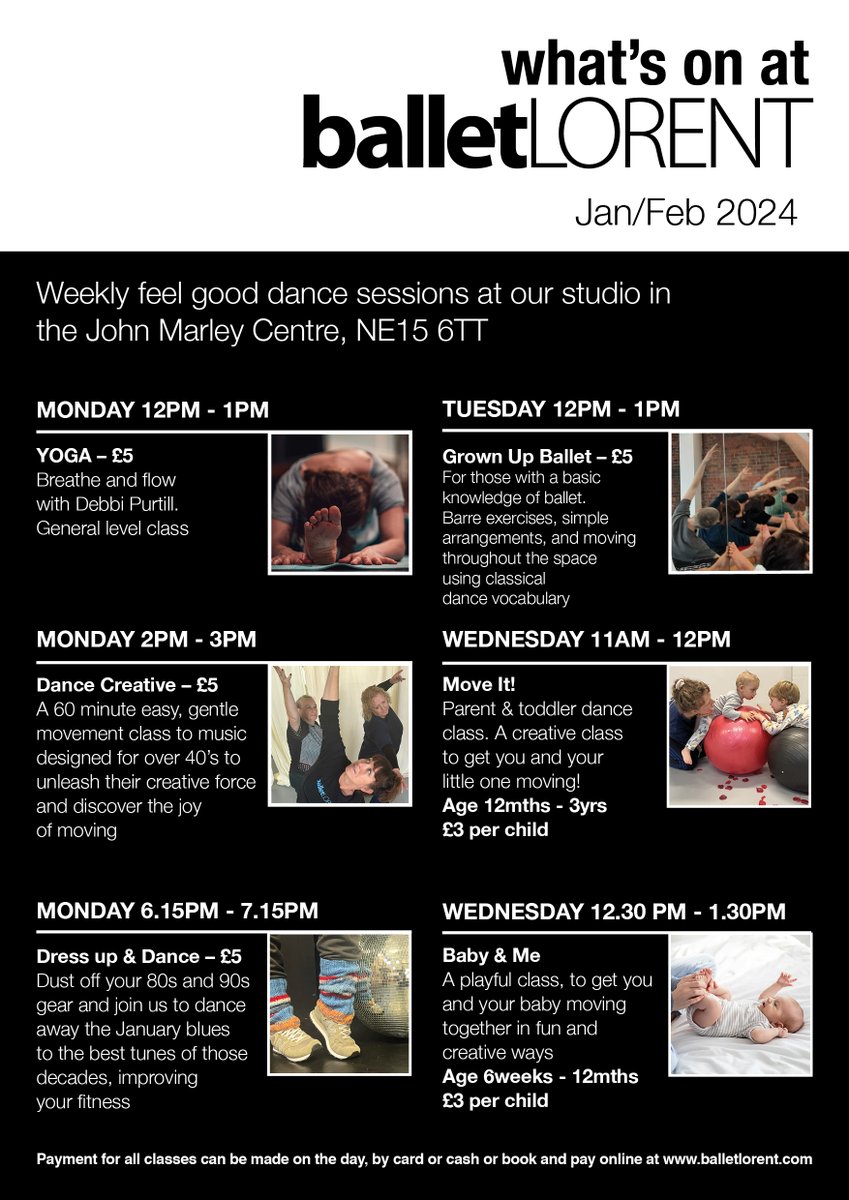 balletlorent's tweet photo. What's on at balletLORENT?
Join our weekly feel-good dance classes held at our studio at the John Marley Centre.
Book:https://t.co/YxrdqwRFpq
Pre-book online or pay at the door with cash or card. Free on-site parking available.
#balletLORENT #DanceClasses #JohnMarleyCentre https://t.co/rji1oB2N0K
