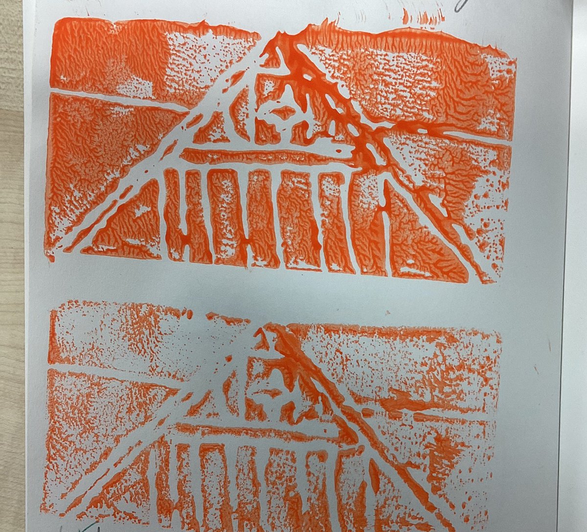StPhilipsY5C's tweet photo. In art this week, we used our previous sketches to create prints. #teamstphilips @StPhilipCEAP https://t.co/ZW6IYca58h