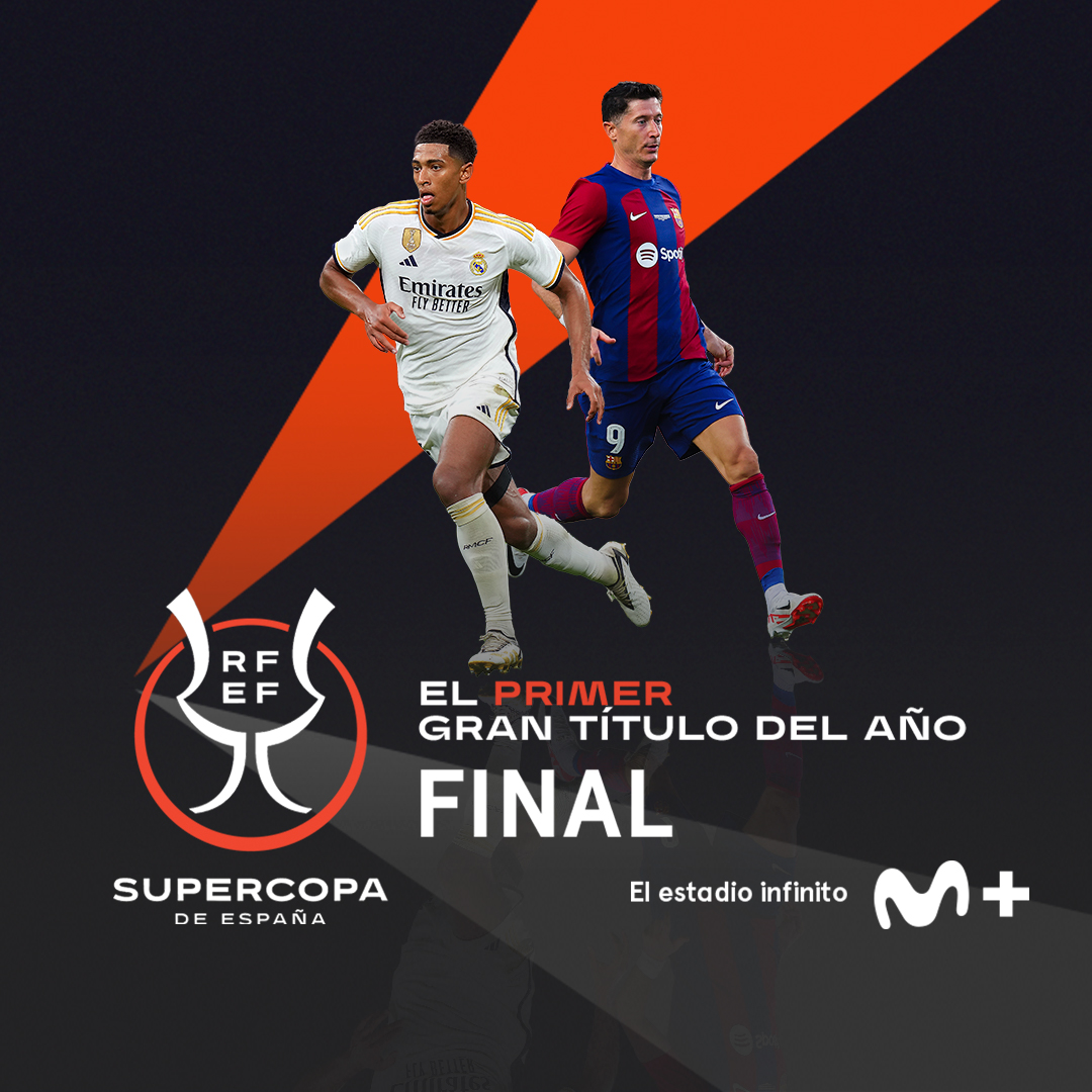 Es el primer gran título del año. La gran final: Real Madrid-Barça. #superSupercopa 📺Mañana a las 20:00h en Movistar Plus+ (dial 7) Y la puedes ver seas del operador que seas: movistarplus.es