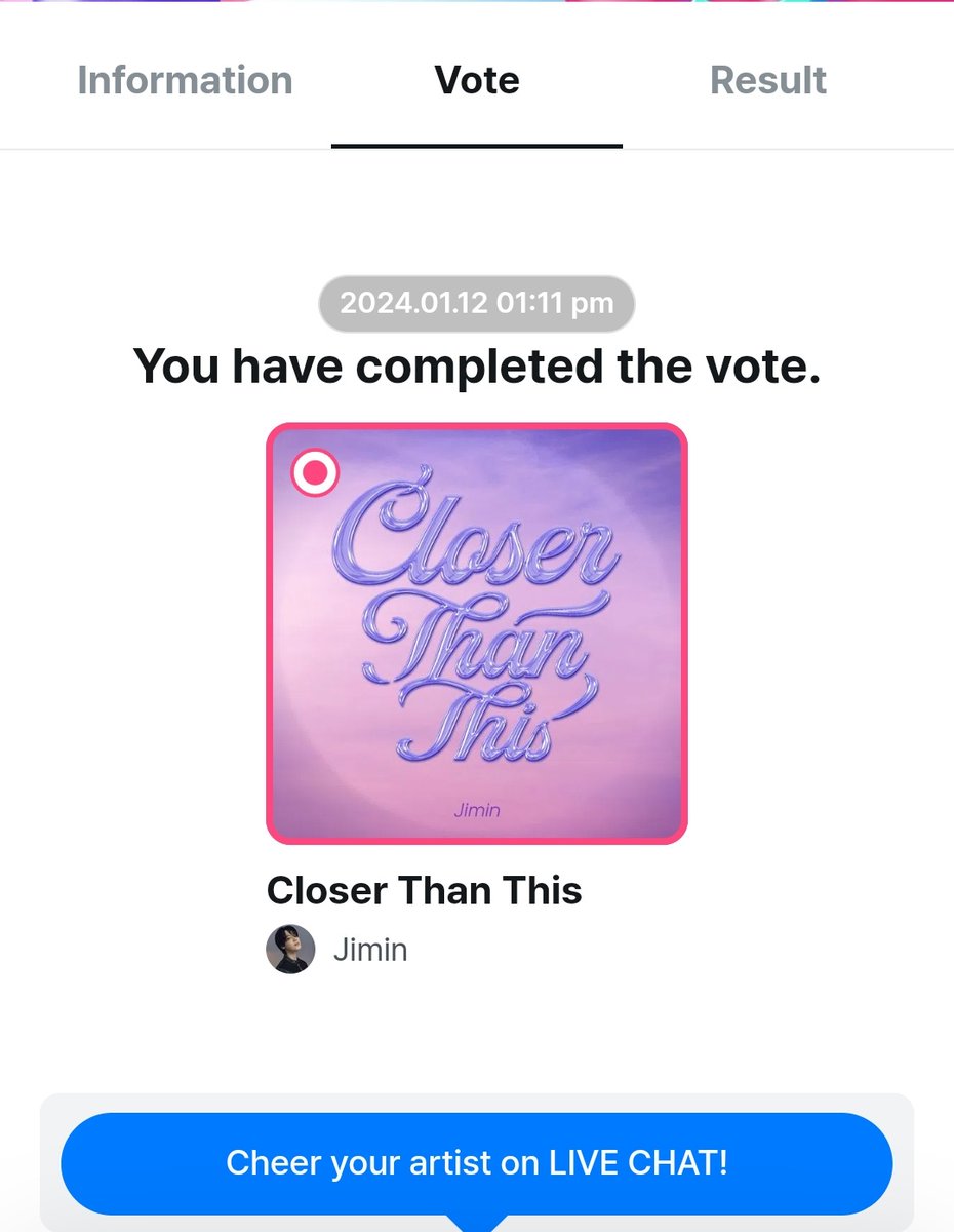 brforjimin's tweet photo. VOTOS MNET 🗳
Se abrió la pre-votación para closer than this en mnet, donde puede conseguir su segundo win con esta canción, sigamos votando para seguir dándole éxitos a jimin ❤️‍🩹
https://t.co/DAmx4WsY22 https://t.co/T8zKuaaQI7