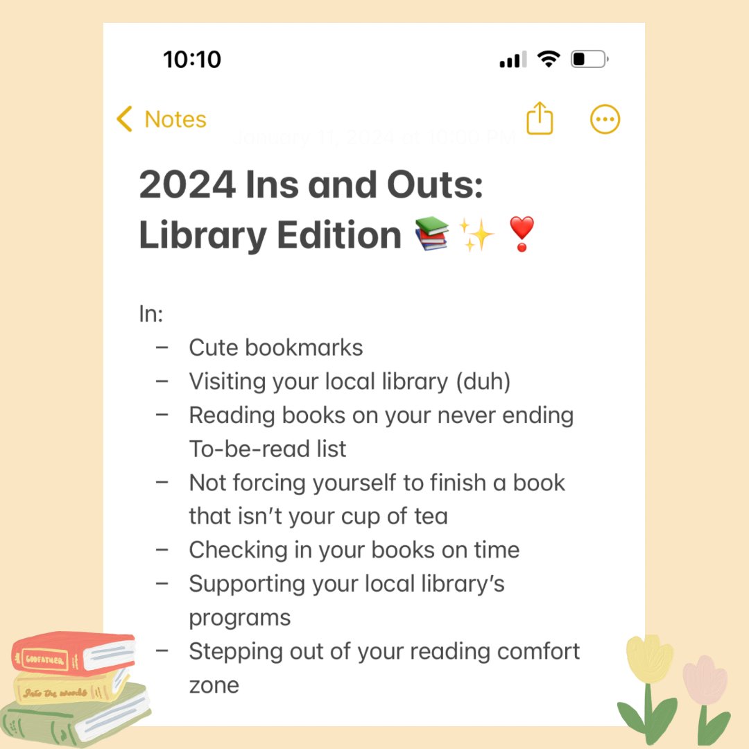 seafordlibrary's tweet photo. There is a trend going around social media where people name what’s in and out according to them in 2024, so we decided to give it a try! Here are our Ins and Outs this year: Library Edition! One thing is for sure: Reading is 100% IN!!! 📖 https://t.co/sKh6TJxyjb
