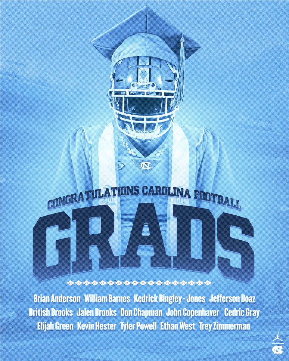 A big congrats to our fall graduates 🎓 Special shoutout to Brian Anderson and British Brooks on earning their master’s degrees 📚 #CarolinaFootball 🏈 #UNCommon