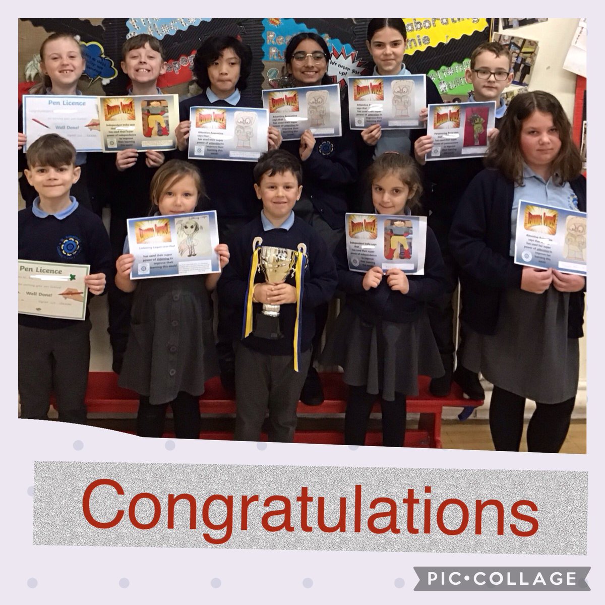 Congratulations to all the children who were awarded a certificate this week. Well done to the Year 3 students who achieved their Pen Licence. Our Attendance Trophy 🏆 will be shared between Year 1, Year 2 and Year 5-great effort! #learningpowers #attendancematters