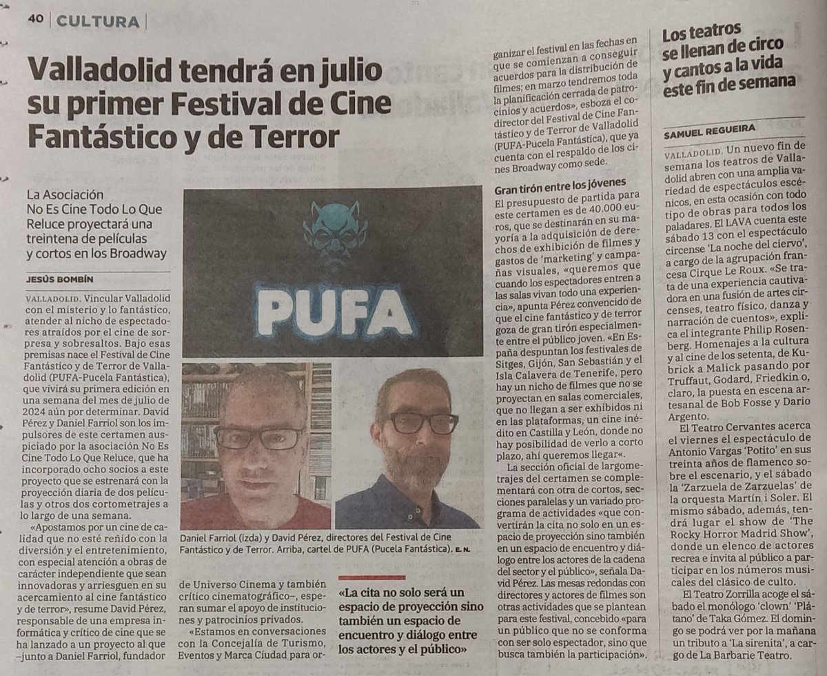 NostromoCom's tweet photo. Ya en las páginas del @nortecastilla 🥰🥰

¡Gracias!

#PucelaFantastica https://t.co/u9TONlwl0g