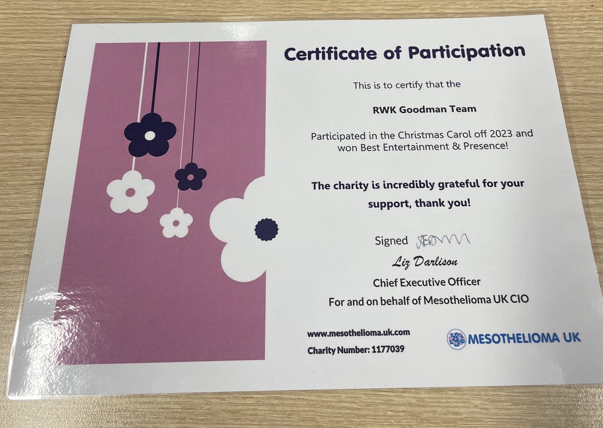 RWKG ID Team (@rwkgasbestos) on Twitter photo The <a href="/RWKGAsbestos/">RWKG ID Team</a> team are so pleased with our lovely certificate from <a href="/Mesouk/">Mesothelioma UK</a> for winning the Best Entertainment and Presence award for our Christmas Carol off entry! 🎶🎄Thank you so much <a href="/Mesouk/">Mesothelioma UK</a>! 😍 The <a href="/RWKGAsbestos/">RWKG ID Team</a> team are so pleased with our lovely certificate from <a href="/Mesouk/">Mesothelioma UK</a> for winning the Best Entertainment and Presence award for our Christmas Carol off entry! 🎶🎄Thank you so much <a href="/Mesouk/">Mesothelioma UK</a>! 😍